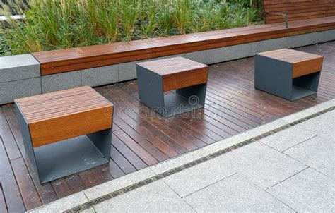 New Modern Bench in Park, Outdoor City Architecture Stock Photo - Image ...