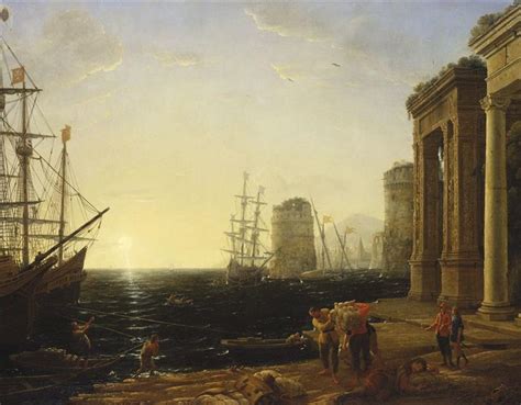 Harbour Scene at Sunset, 1643 - Claude Lorrain - WikiArt.org