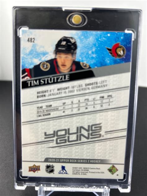 2020-21 UPPER DECK No. 482 TIM STUTZLE YOUNG GUNS ROOKIE CARD