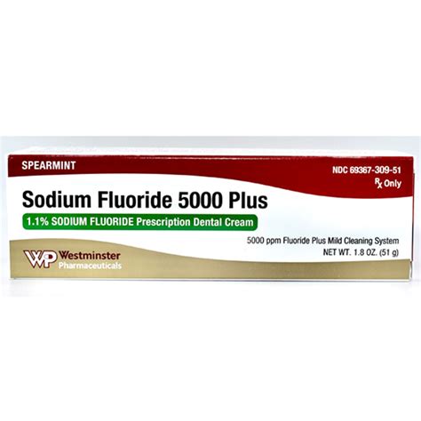 Sodium Fluoride 5000 Plus 1.1% Toothpaste, 51 gram Spearmint Tube (Rx) — Mountainside Medical ...