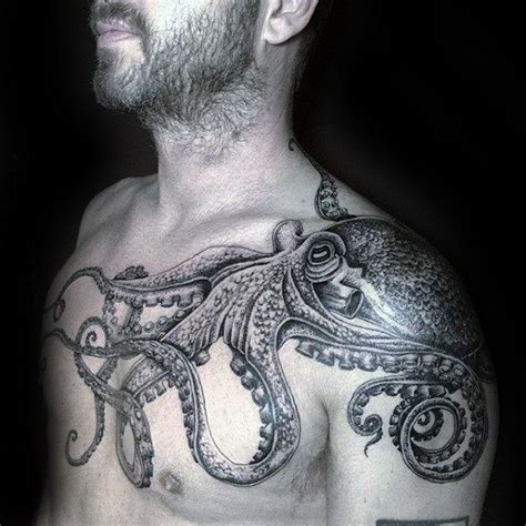 Male Octopus Tattoo Ideas On Shoulder And Chest | Tattoo designs men ...