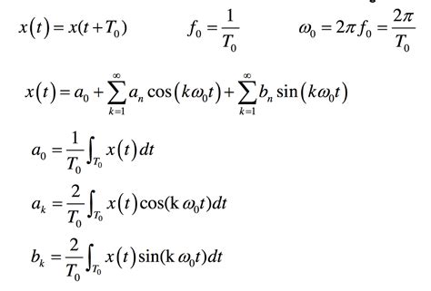 Solved 2π x(t)-x(t +T) fo= og=2πf,- ーーーーーーー x(t) = a0 + ,a, | Chegg.com