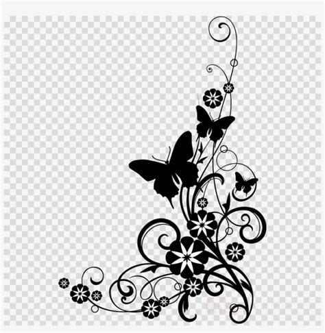 Black And White Flower Clipart Flower Clip Art - Black Floral Border Png - 900x880 PNG Download ...