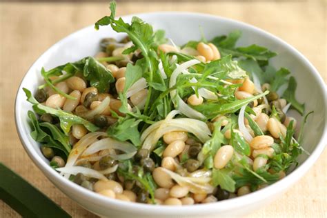 Arugula Bean Salad with Capers & Onions | Greek Food - Greek Cooking ...