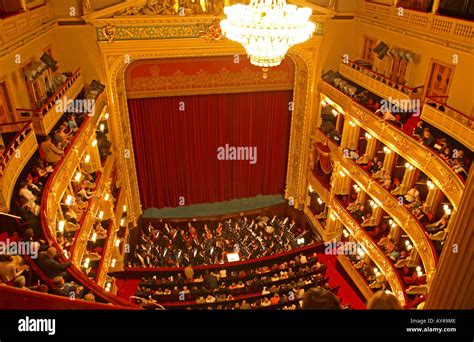 Prague National Opera House interior performance interval 2006 Stock Photo - Alamy