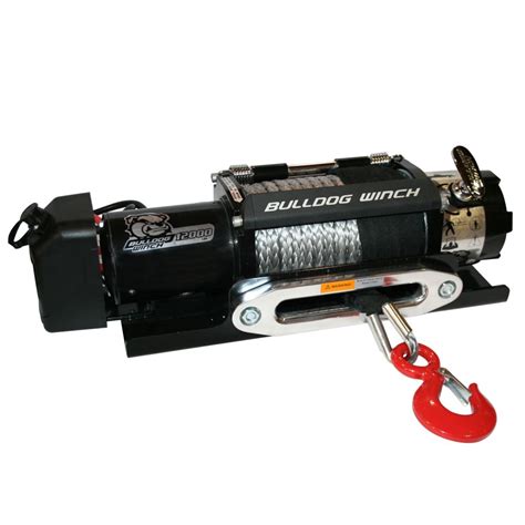 Bulldog Winch Trailer Winch - Synthetic Rope - Hawse Fairlead - 12,000 ...