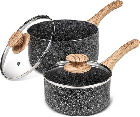 Amazon.com: Saucepan Set with lid, Nonstick 1Qt & 2Qt Saucepan Set with ...