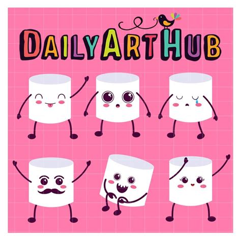 Cute Marshmallow Emoticon Clip Art Set – Daily Art Hub // Graphics ...