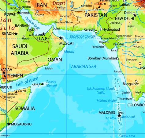 Arabian Sea physical map