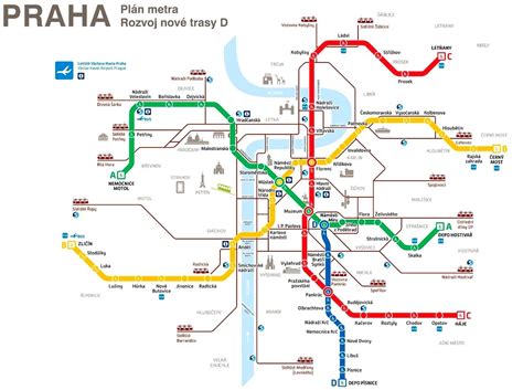 Metro D: Mapa [Praha] Trasa metra D (Stanice, stavba)