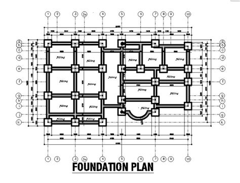 Foundation plan of 23x14m apartment plan is given in this Autocad ...