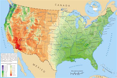 Average precipitation map of the USA. The USA average precipitation map ...