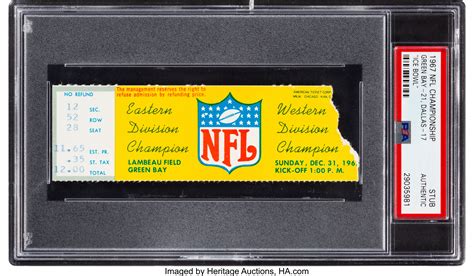 1967 NFL Championship Game Packers vs. Cowboys Ticket Stub - Known ...