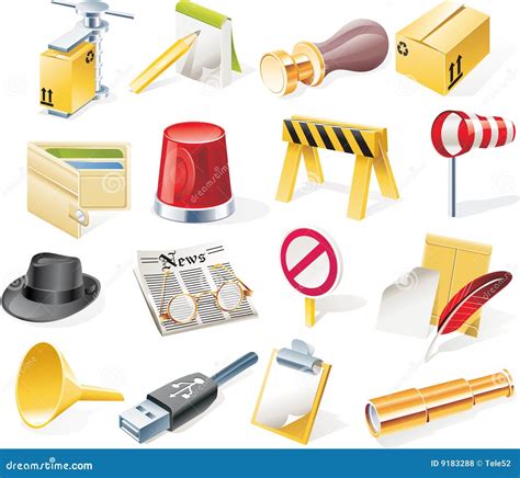 Vector Objects Icons Set. Part 12 Stock Vector - Illustration of cardboard, icon: 9183288