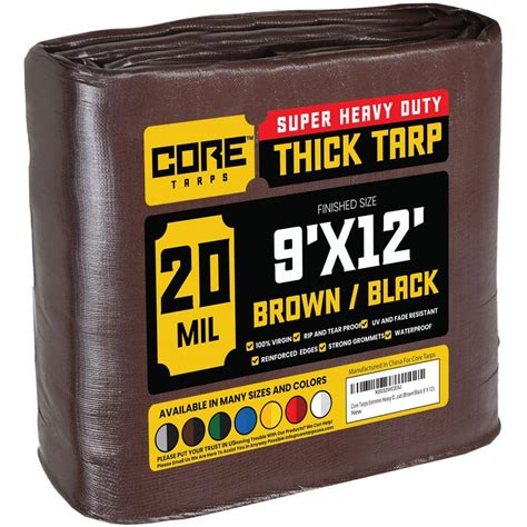 CORE TARPS 9 ft. x 12 ft. Brown/Black 20 Mil Heavy Duty Polyethylene ...