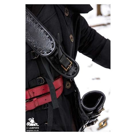 Pirate Baldrick - Black - Leather Holster - LARP Sword Scabbard - Costume