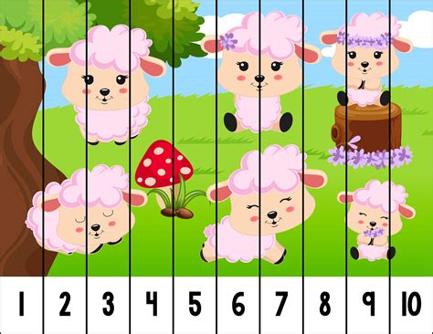 Number Sequence Puzzle Game Activity : Spring Lambs | Etsy