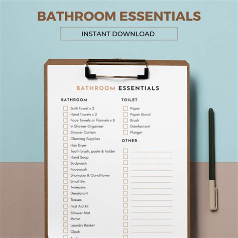 Bathroom Essentials Checklist - LEAVING HOME