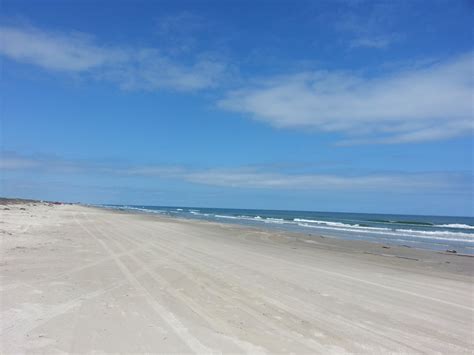 South end of Mustang Island State Park on the Gulf of Mexico, facing north. Beach was clean ...