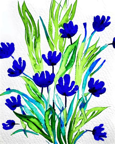 Wildflower Watercolor on White Background · Creative Fabrica