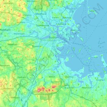 Boston topographic map, elevation, terrain