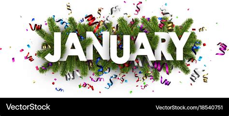 Festive january banner with colorful serpentine Vector Image