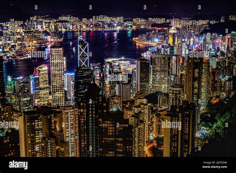 Hong Kong night view seen from Victoria Peak Stock Photo - Alamy