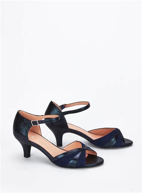 EXTRA WIDE FIT Navy Blue Peep Toe Heel Sandals | Evans | Peep toe heels ...