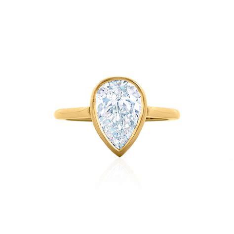 Pear Shape Diamond Engagement Ring in a Bezel Setting in 18K Yellow ...