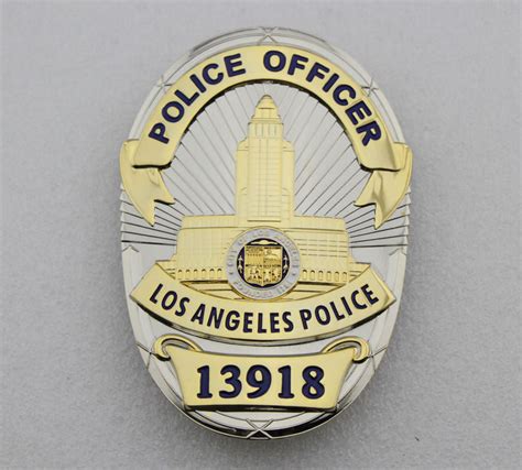 LAPD Los Angeles Police Officer Badge Solid Copper Replica Movie Props ...