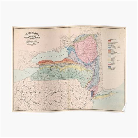 "Vintage Geological Map of New York State (1870)" Poster for Sale by BravuraMedia | Redbubble