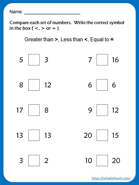 Greater Than, Less Than or Equal To Worksheets | Math addition worksheets, Math fact worksheets ...