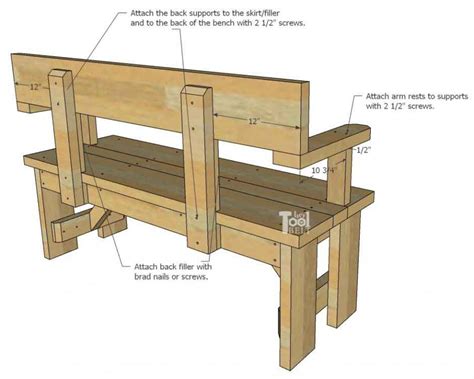 DIY Wood Bench with Back Plans - Her Tool Belt