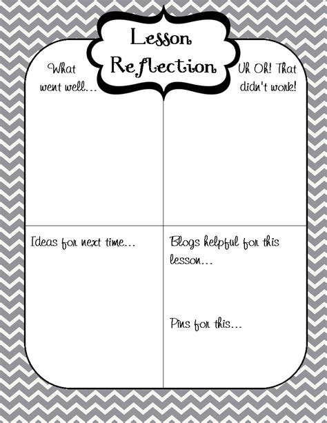 First Grade Glitter and Giggles: Lesson Reflection Freebie...