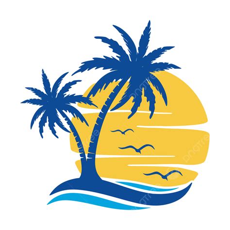 Sunset And Palm Tree Logo Design By The Beach, Sunset, Palm Tree, Beach Logo PNG and Vector with ...