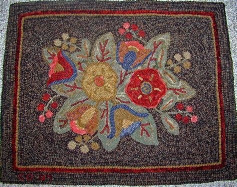 Rug Hooking PATTERN, Primitive Floral #3, 24 x 30, P120, Flowers ...