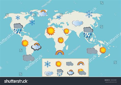 Weather World Map Retro Style Stock Vector 120424081 - Shutterstock