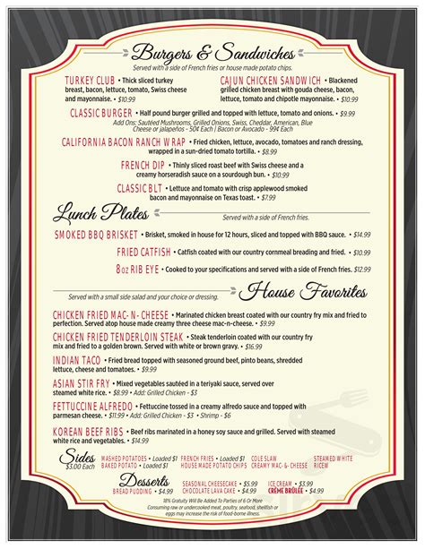 360 Restaurant menu in Lawton, Oklahoma, USA