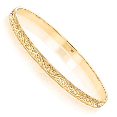 Luxurman Solid 14K Yellow Gold Bangle Bracelet For Women in Gold 000528