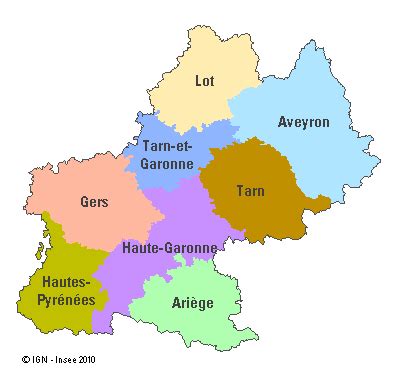 Cartograf.fr : Les régions de la France : Les Midi-Pyrénées