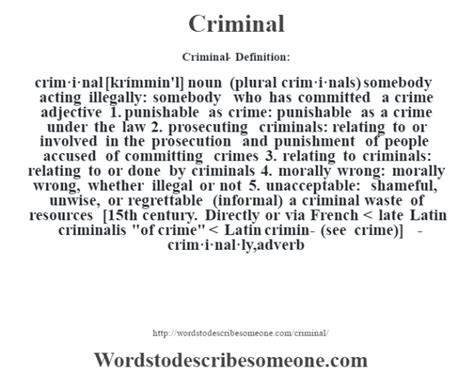 Criminal definition | Criminal meaning - words to describe someone