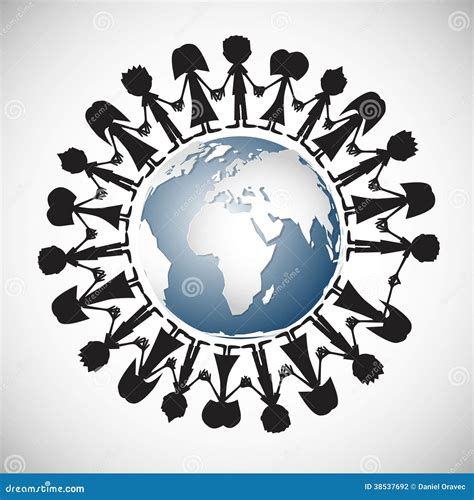 People Holding Hands Around Globe Stock Vector - Illustration of black, african: 38537692