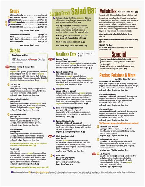 Jason S Deli Nutrition Chart | Besto Blog