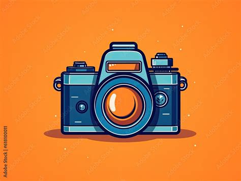 vintage photo camera illustration logo cartoon flat style simple ...