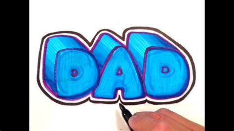 How to Draw DAD in 3D Bubble Letters with Outline - YouTube