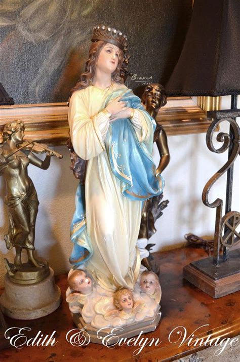 Vintage Our Lady of Assumption Statue with Crown | Statue, Vintage, Lady