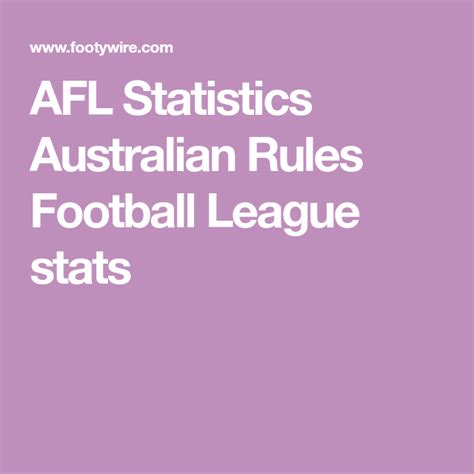 AFL Statistics Australian Rules Football League stats | Australian ...