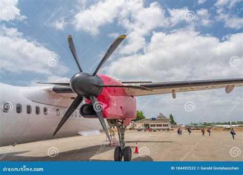 Bombardier Aircraft At Diani Beach, Ukunda Airport With Cloudy Blue Sky ...