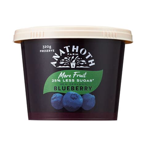 Best New Zealand Anathoth Farm Blueberry 25% Less Sugar 320g