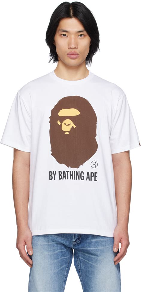 BAPE: White Printed T-Shirt | SSENSE UK